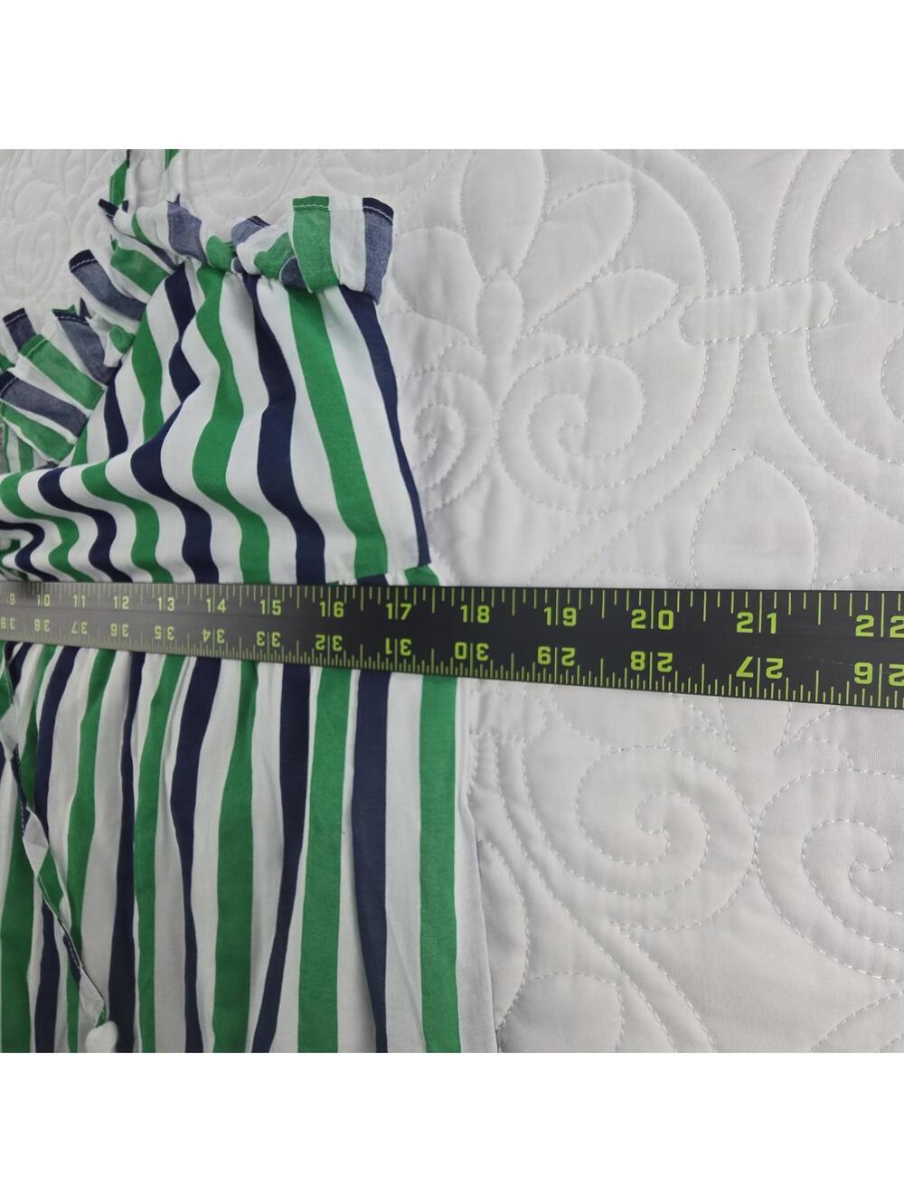 J.Crew Green Blue White Ruffle Striped Summer Sundress Tie Front Size XS - Picture 7 of 9